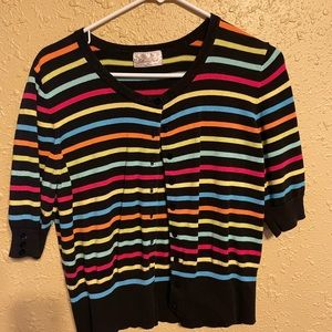 Cardigan Sweater Multi Colored 3/4 Sleeve